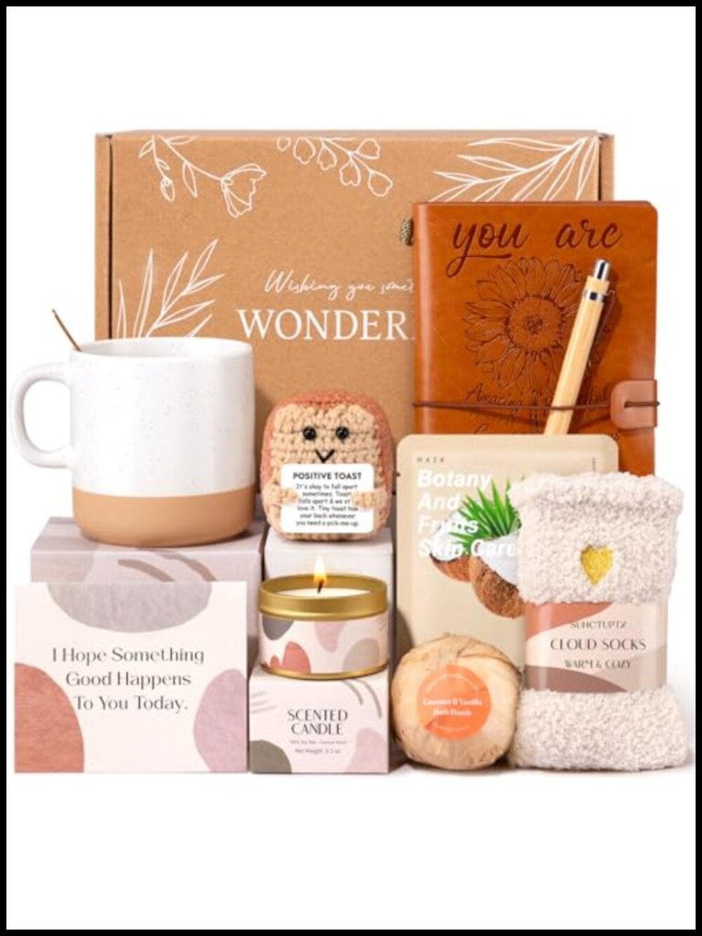 Christian Inspirational Gift Box Set for Women Ceramic Mug Journal Candle Bath